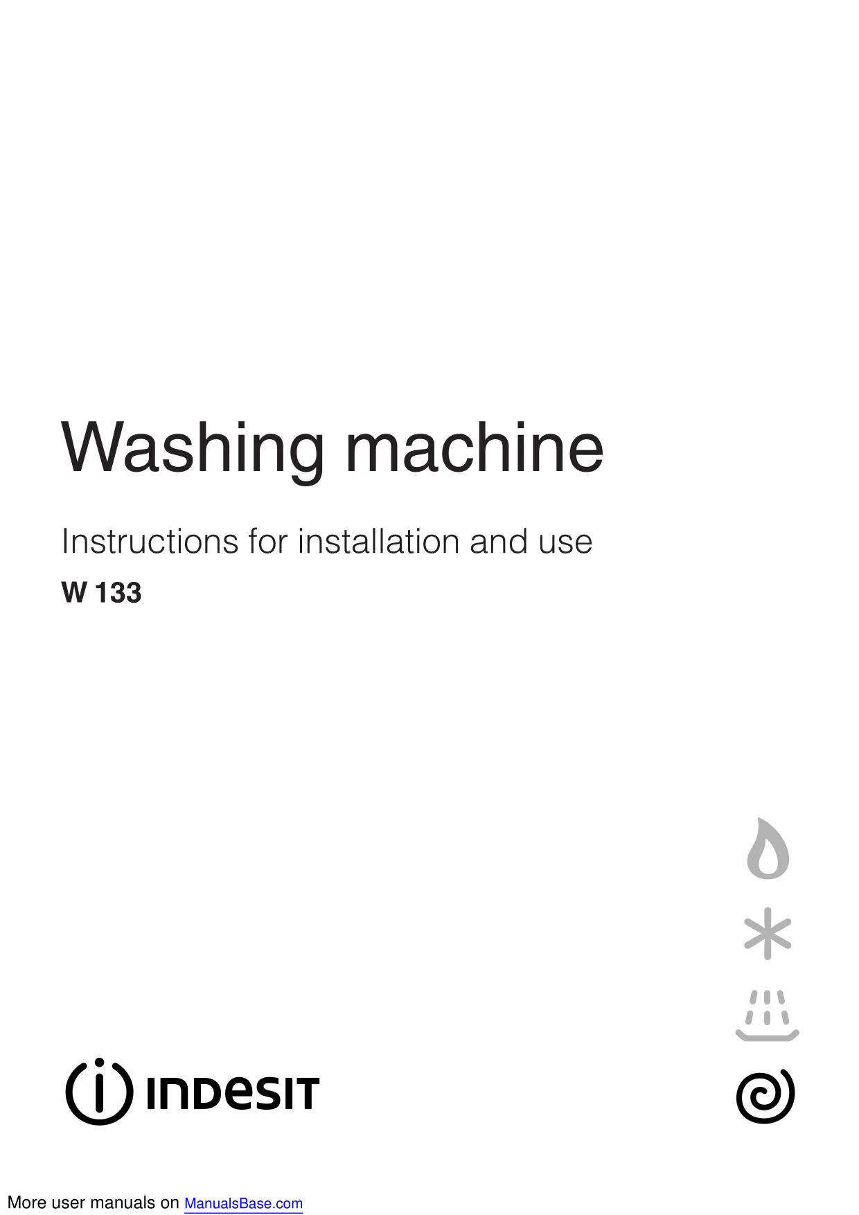 Первая страница инструкции Indesit W133UK